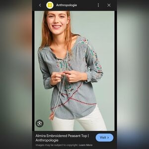 Anthropologie Akemi+Kin Almira Embroidered Bohemian Blouse 14